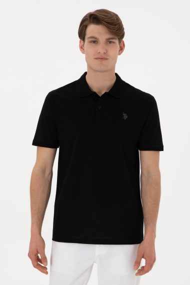 پولوشرت رگولار فیت یقه پولو سیاه  رگولار آستین کوتاه مردانه یو اس پولو | US POLO ASSN