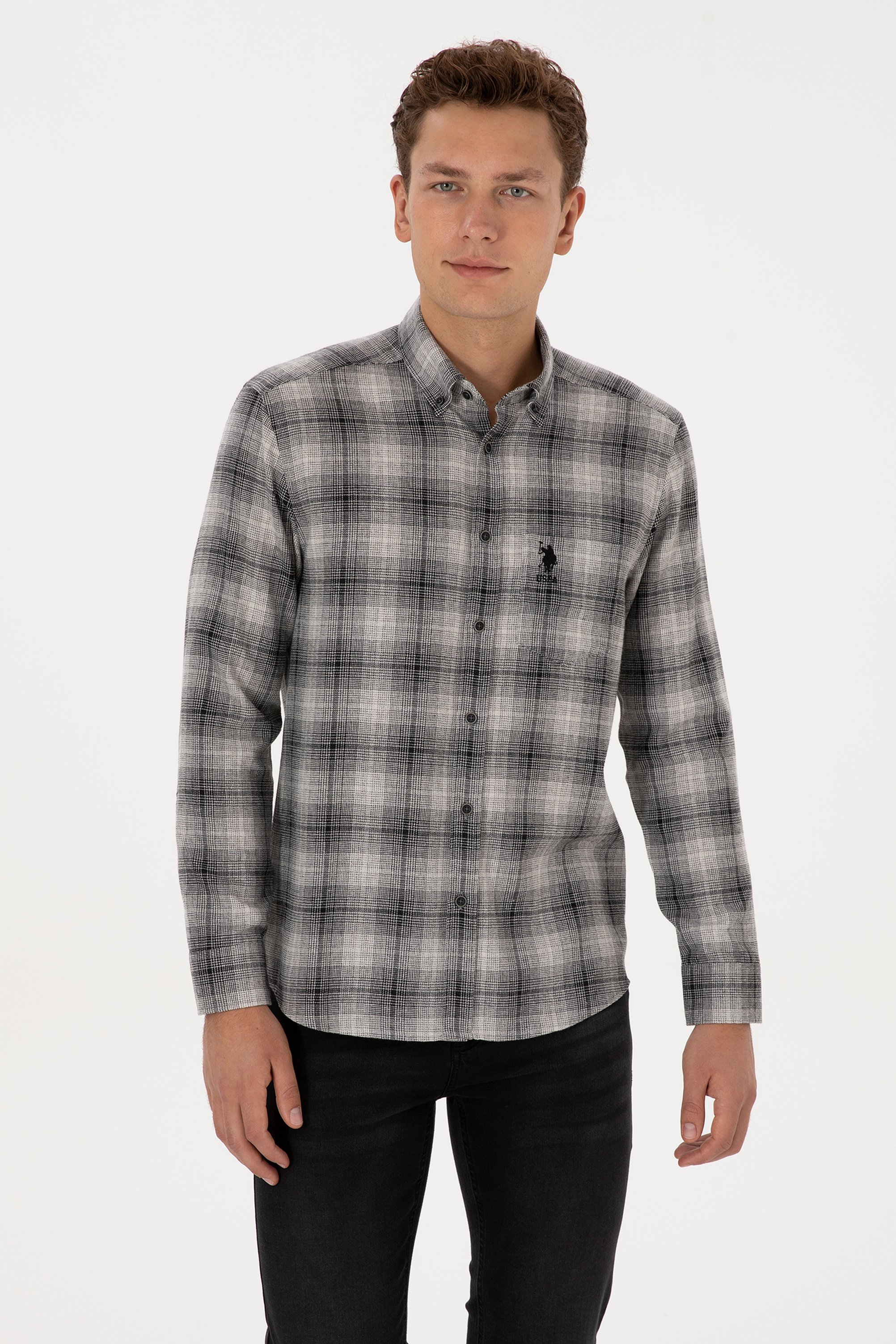 پیراهن سیاه رگولار مردانه یو اس پولو | US POLO ASSN