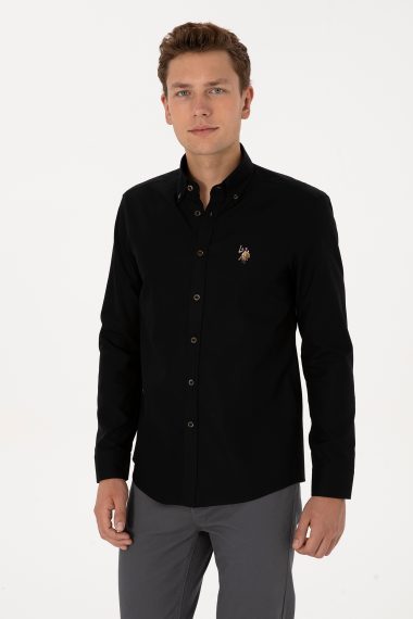 پیراهن بیسیک  سیاه  اندامی  مردانه یو اس پولو | US POLO ASSN