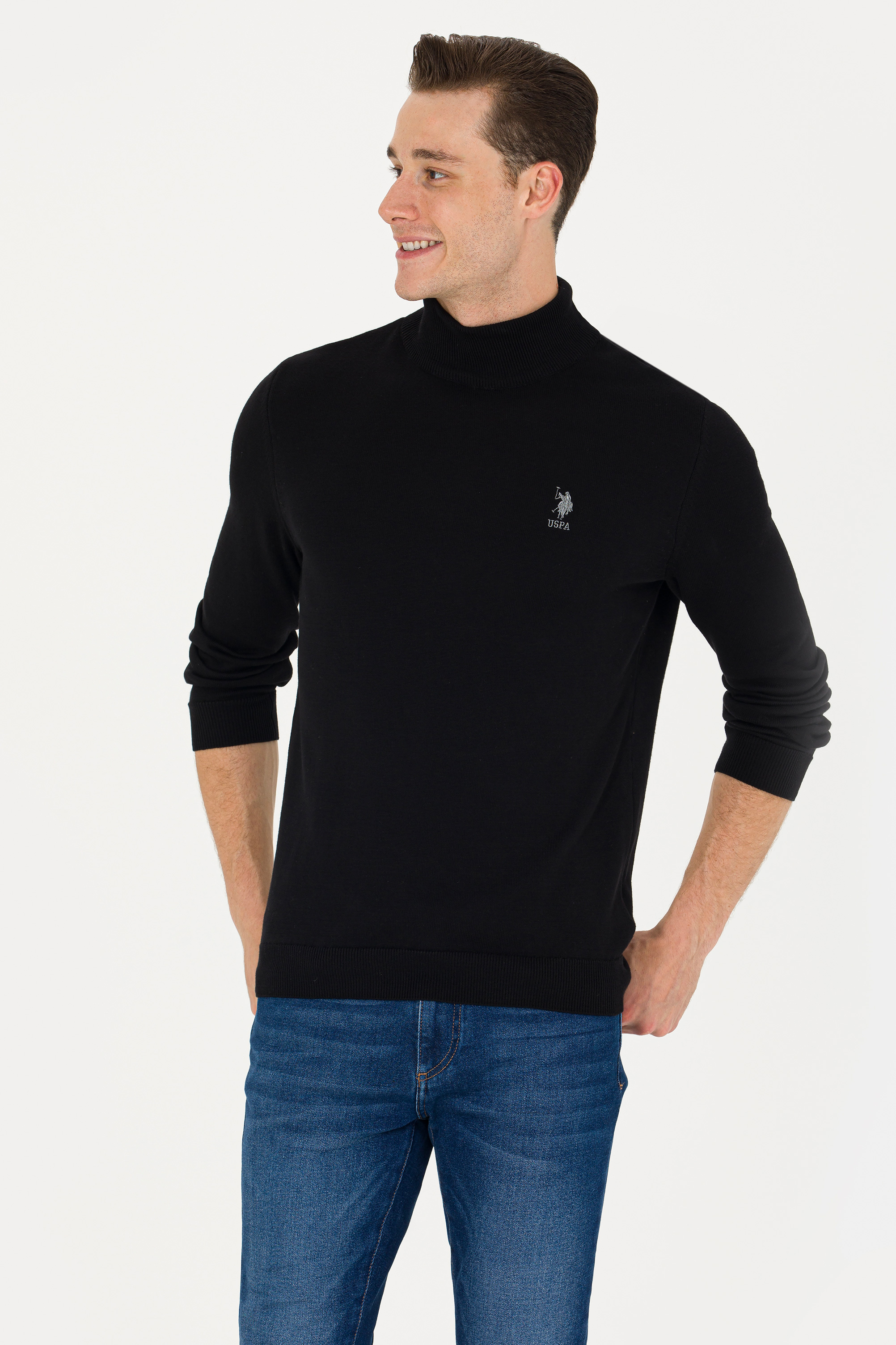 بافت بیسیک سیاه اندامی مردانه یو اس پولو | US POLO ASSN