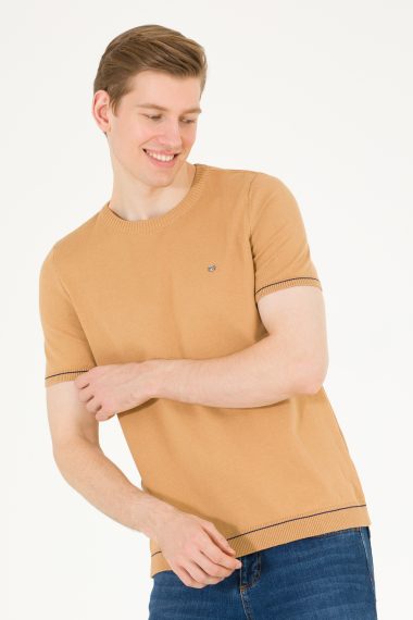 بافت یقه گرد یقه گرد شتری  رگولار  مردانه یو اس پولو | US POLO ASSN