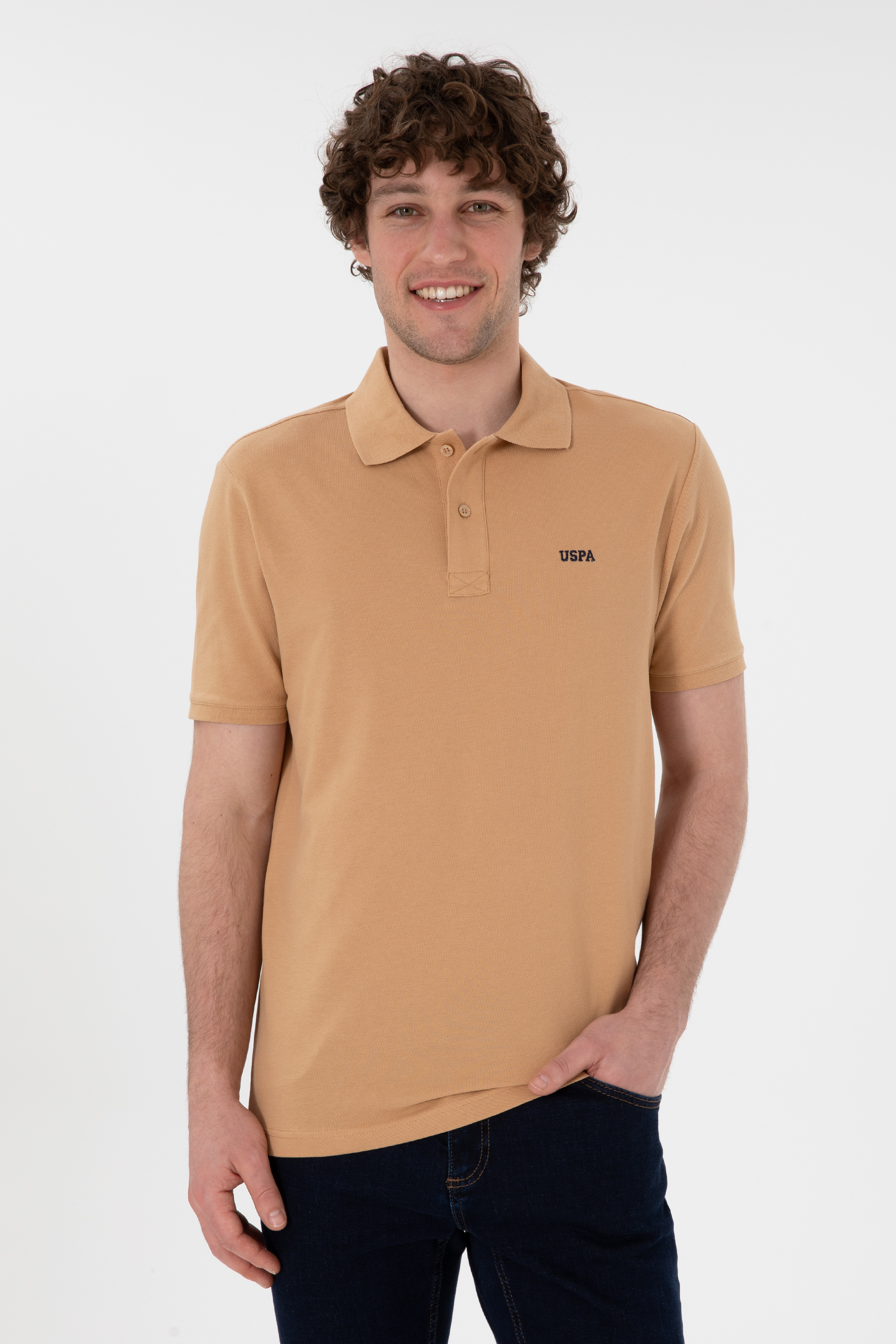 پولوشرت رگولار فیت یقه پولو شتری رگولار مردانه یو اس پولو | US POLO ASSN