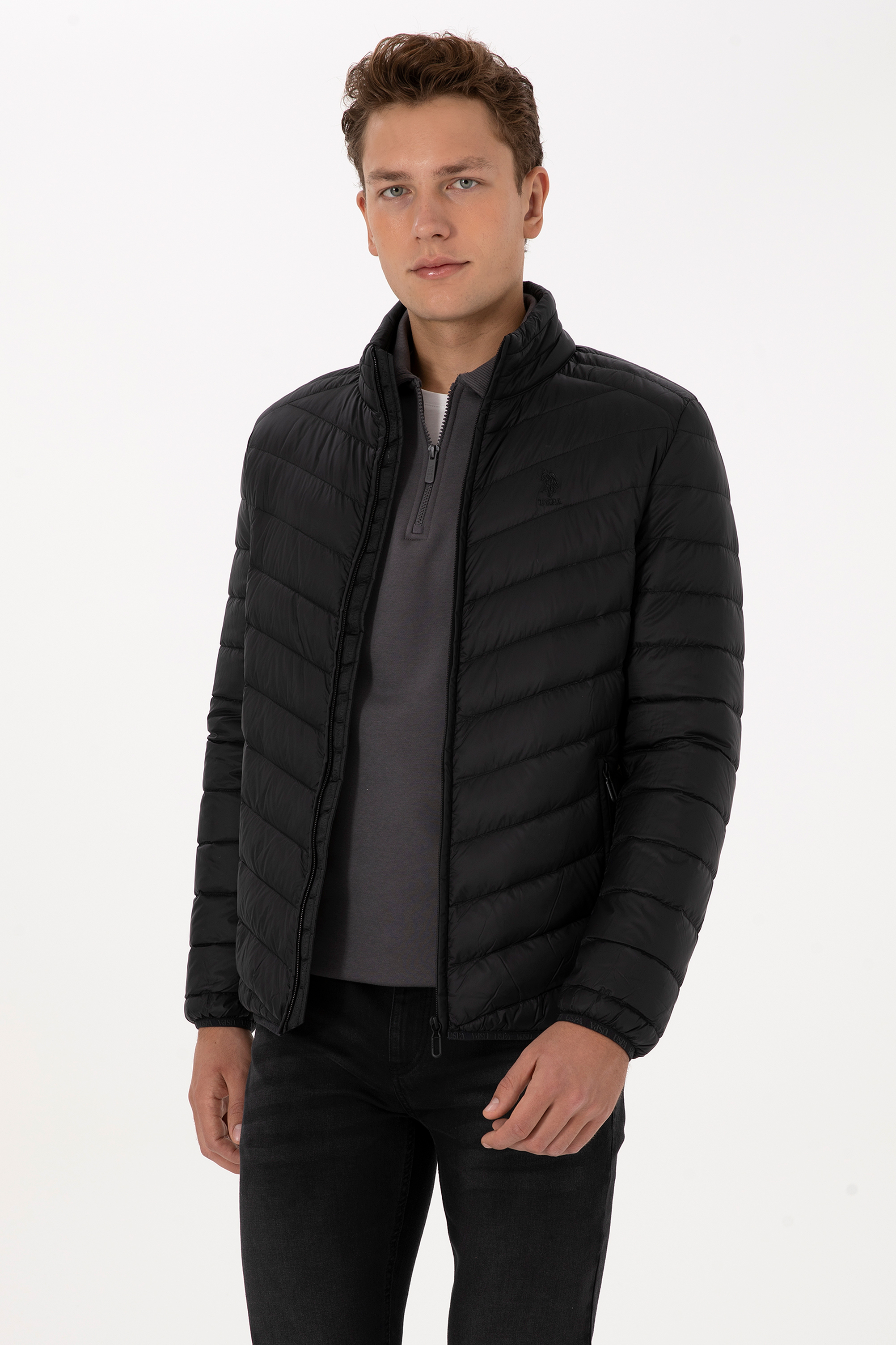 کاپشن سیاه اندامی مردانه یو اس پولو | US POLO ASSN