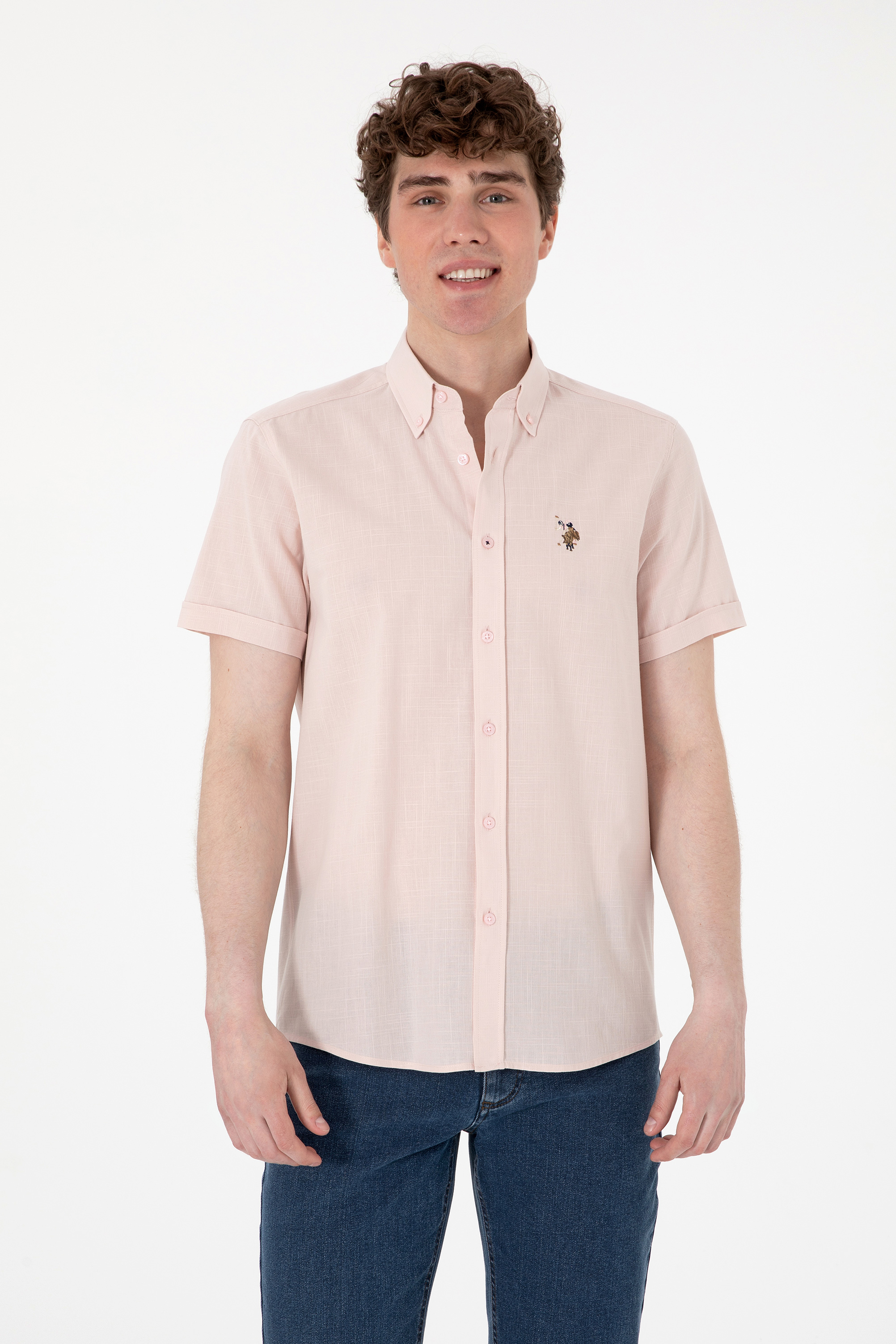 پیراهن صورتی رگولار مردانه یو اس پولو | US POLO ASSN