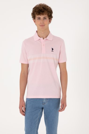 پولوشرت رگولار فیت یقه پولو صورتی روشن  رگولار  مردانه یو اس پولو | US POLO ASSN