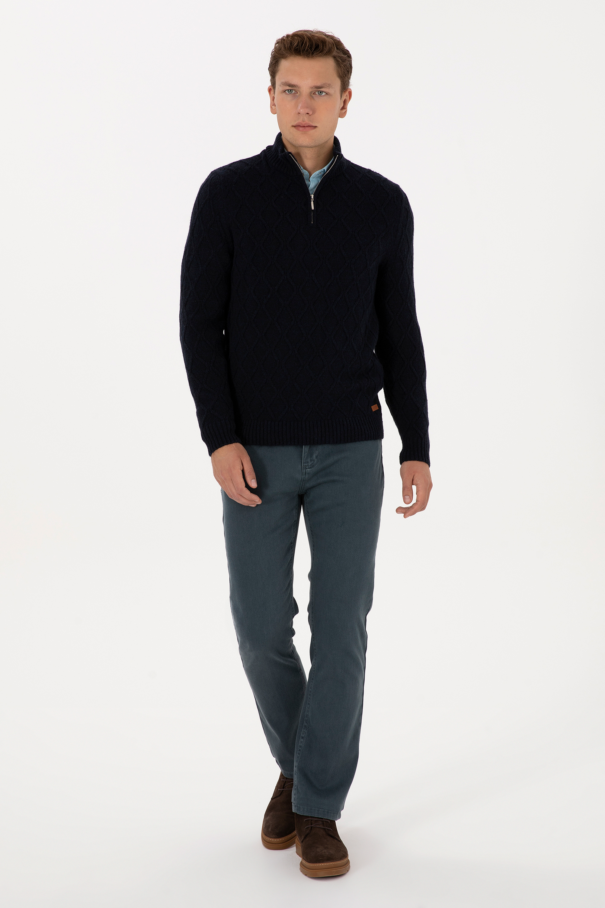 شلوار جین فیروزه ای راسته مردانه یو اس پولو | US POLO ASSN