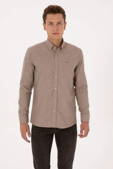پیراهن  شتری  رگولار  مردانه یو اس پولو | US POLO ASSN