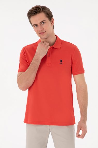 پولوشرت رگولار فیت یقه پیراهنی قرمز  رگولار آستین کوتاه مردانه یو اس پولو | US POLO ASSN