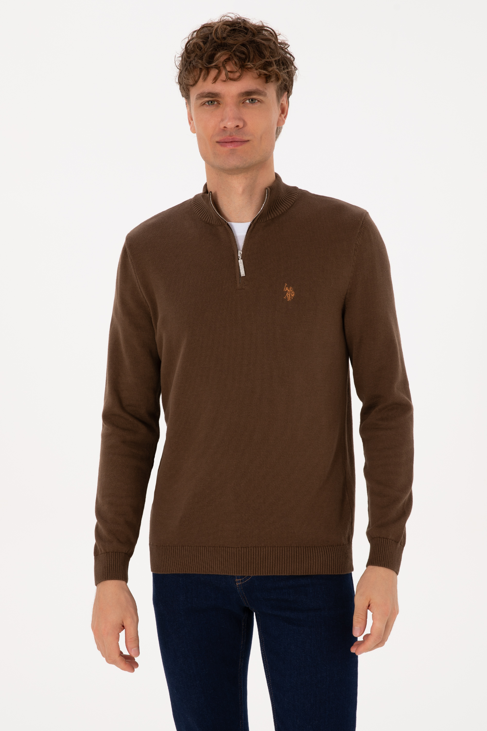 بافت بیسیک قهوه ای اندامی مردانه یو اس پولو | US POLO ASSN