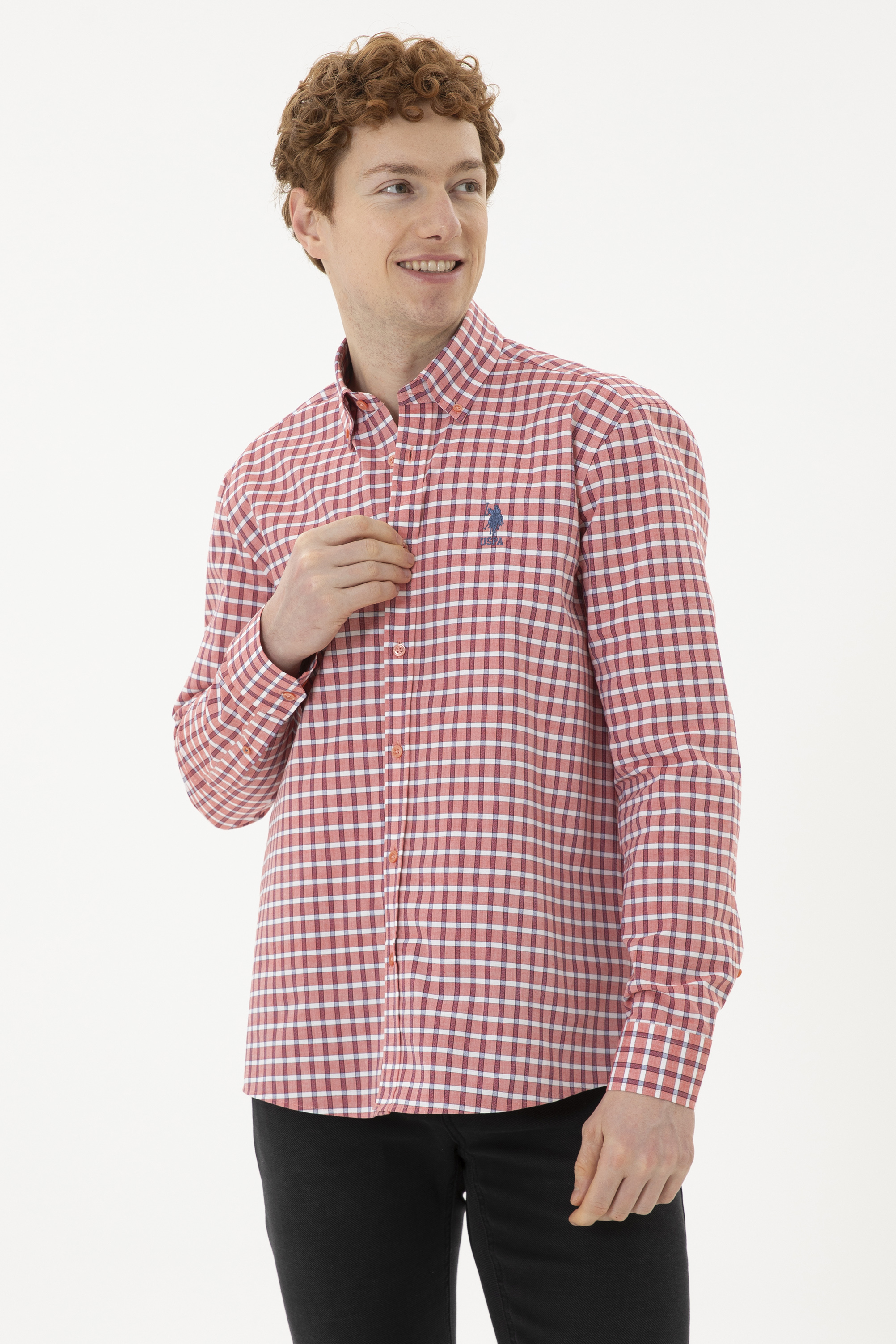 پیراهن گل اناری رگولار مردانه یو اس پولو | US POLO ASSN