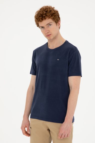 تی شرت بیسیک یقه گرد لاجورد  رگولار آستین کوتاه مردانه یو اس پولو | US POLO ASSN