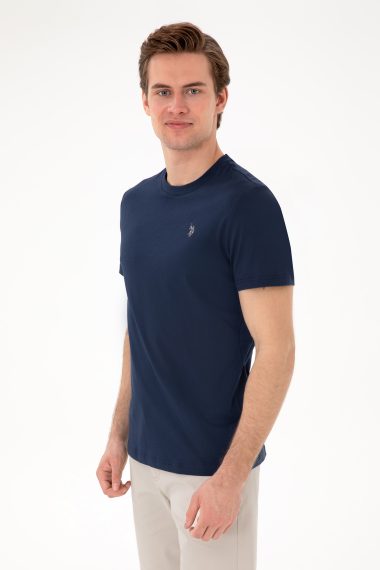 تی شرت یقه گرد رگولار فیت یقه گرد لاجورد  رگولار آستین کوتاه مردانه یو اس پولو | US POLO ASSN