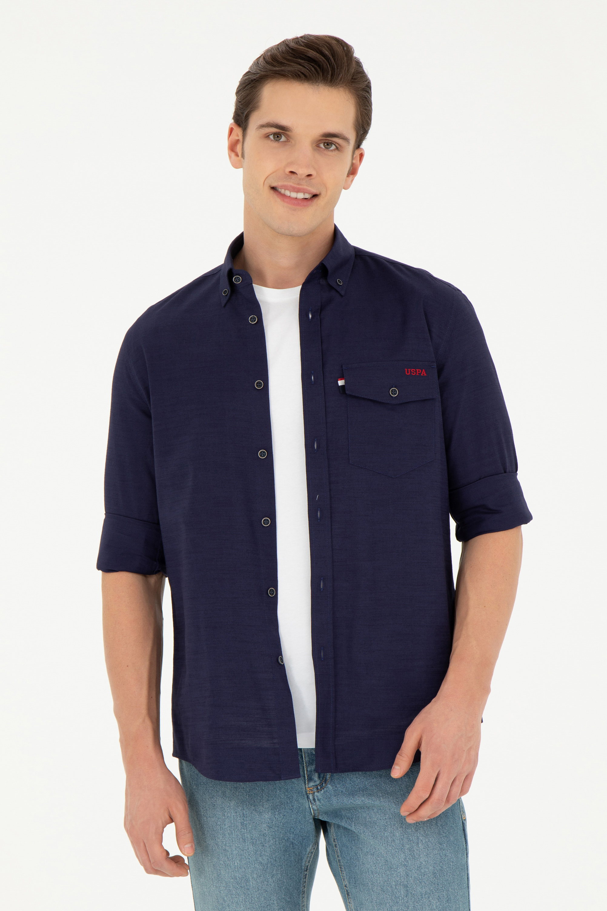 پیراهن لاجورد رگولار مردانه یو اس پولو | US POLO ASSN