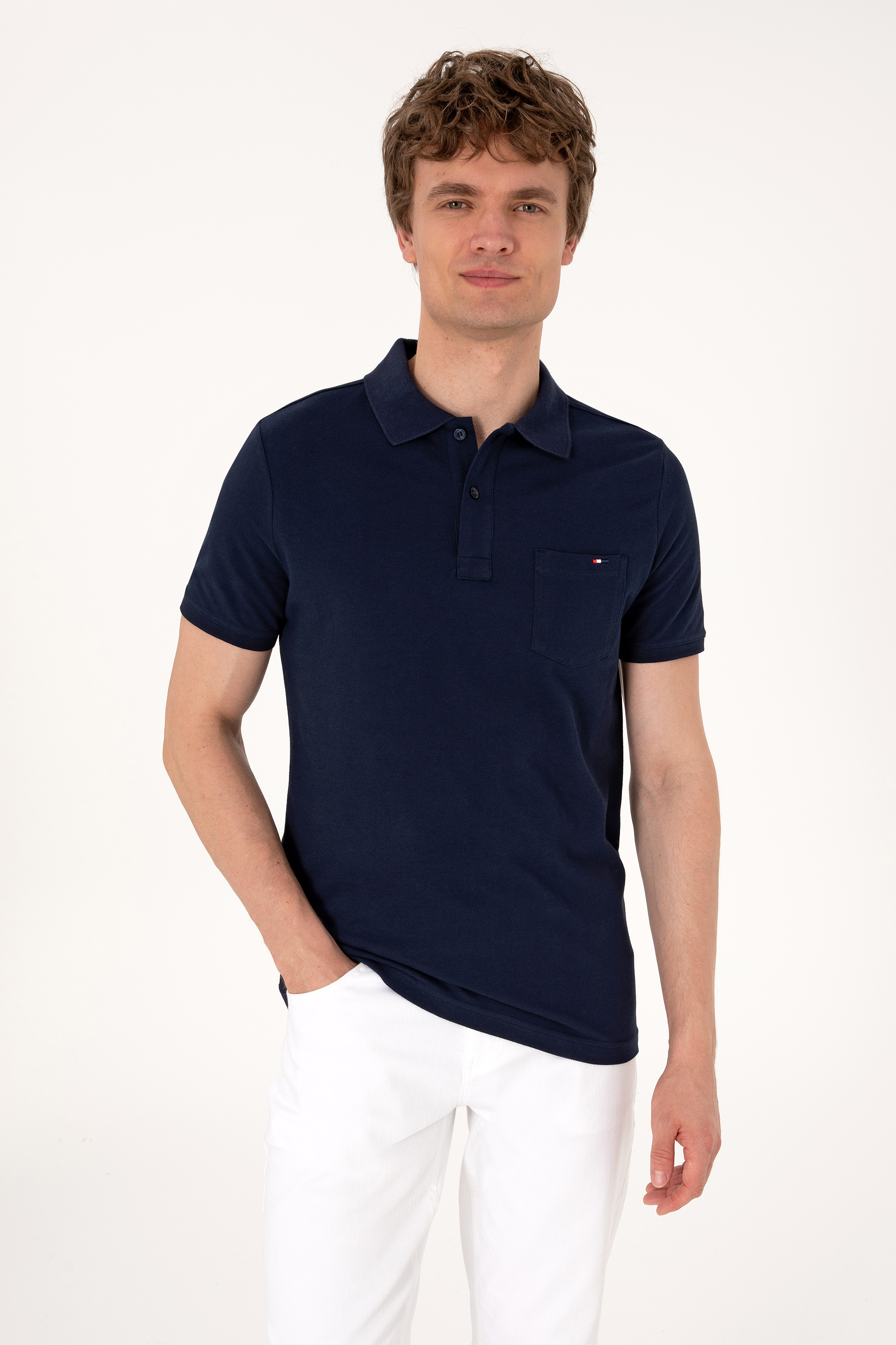 پولوشرت رگولار فیت یقه پولو لاجورد رگولار مردانه یو اس پولو | US POLO ASSN
