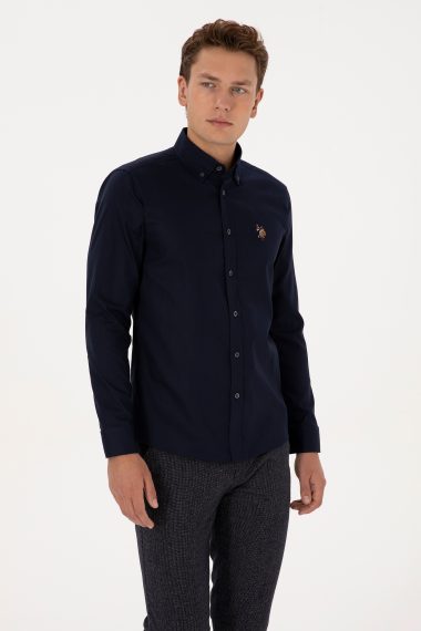 پیراهن بیسیک  لاجورد  اندامی  مردانه یو اس پولو | US POLO ASSN