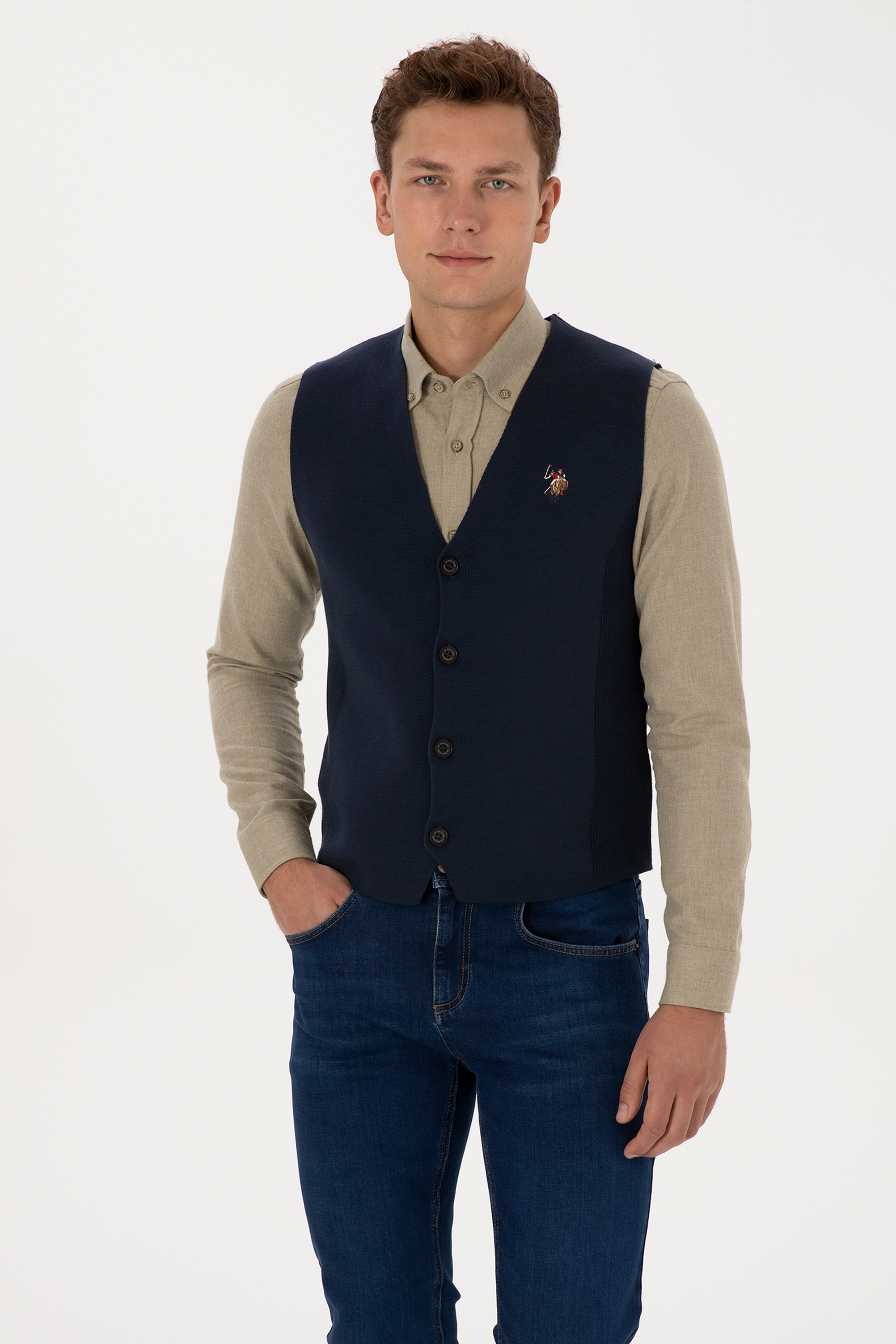 ژاکت تریکو لاجورد اندامی مردانه یو اس پولو | US POLO ASSN