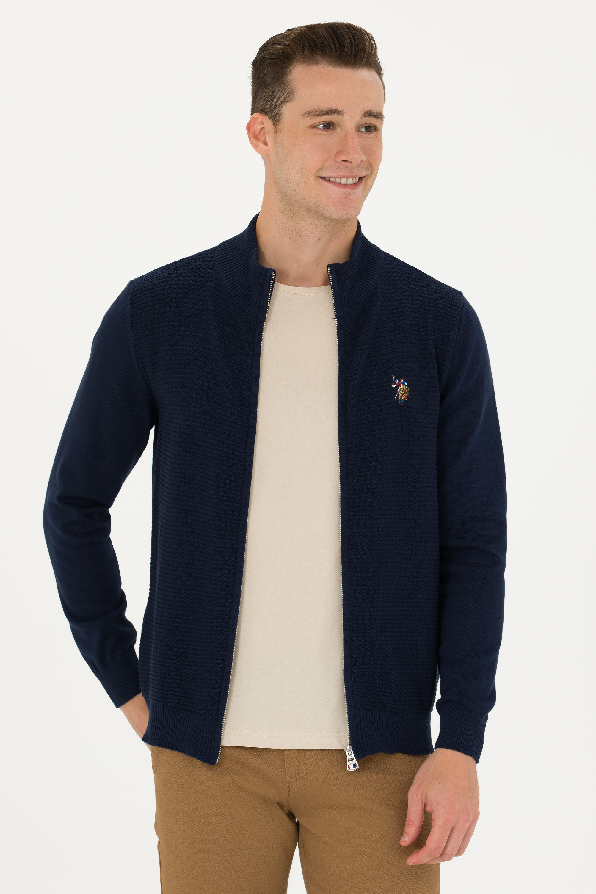 ژاکت تریکو بیسیک لاجورد اندامی مردانه یو اس پولو | US POLO ASSN
