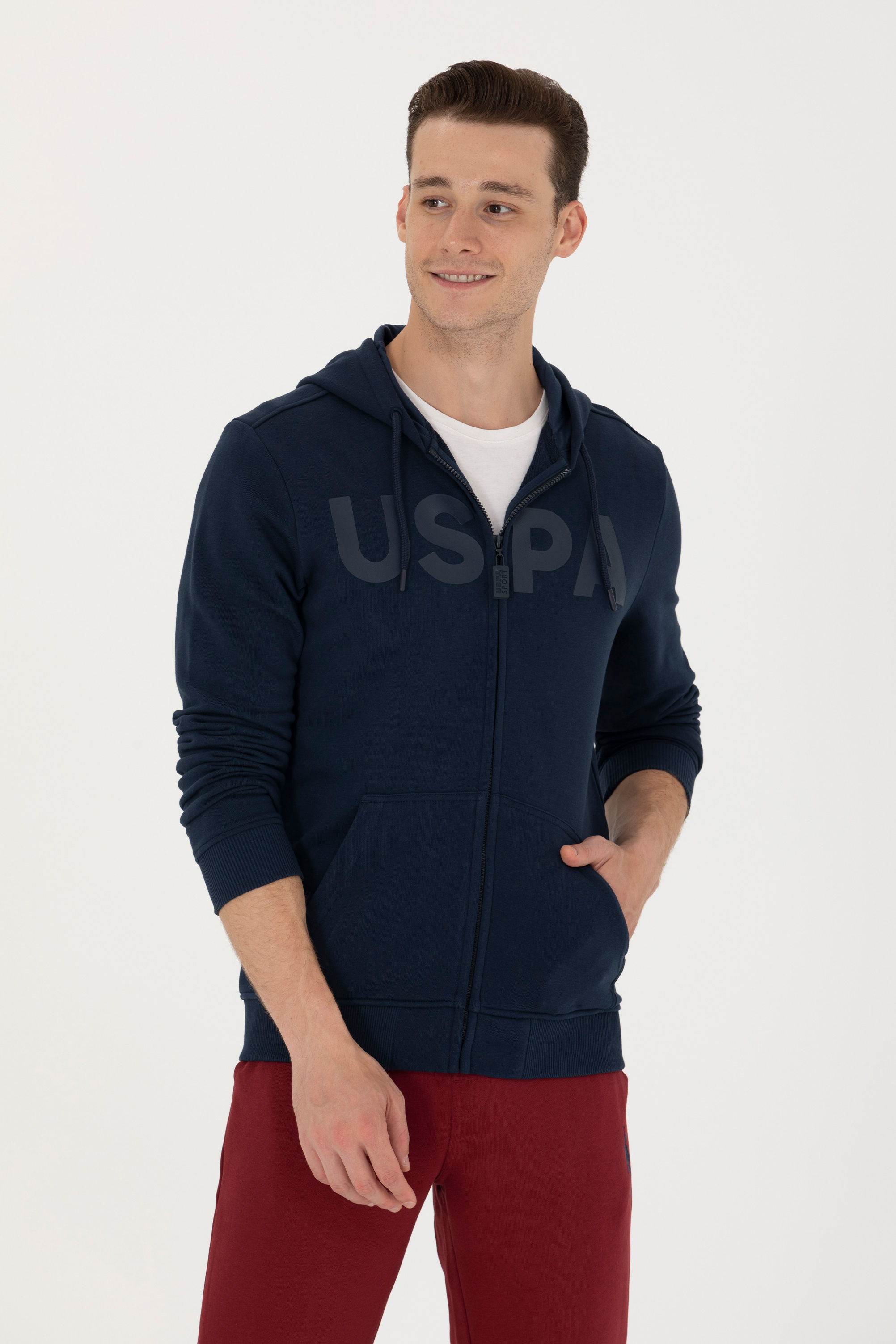 ژاکت هودی لاجورد رگولار آستین بلند مردانه یو اس پولو | US POLO ASSN