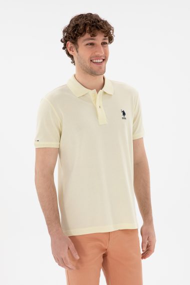 پولوشرت اسلیم فیت یقه پیراهنی لیمویی  اندامی آستین کوتاه مردانه یو اس پولو | US POLO ASSN