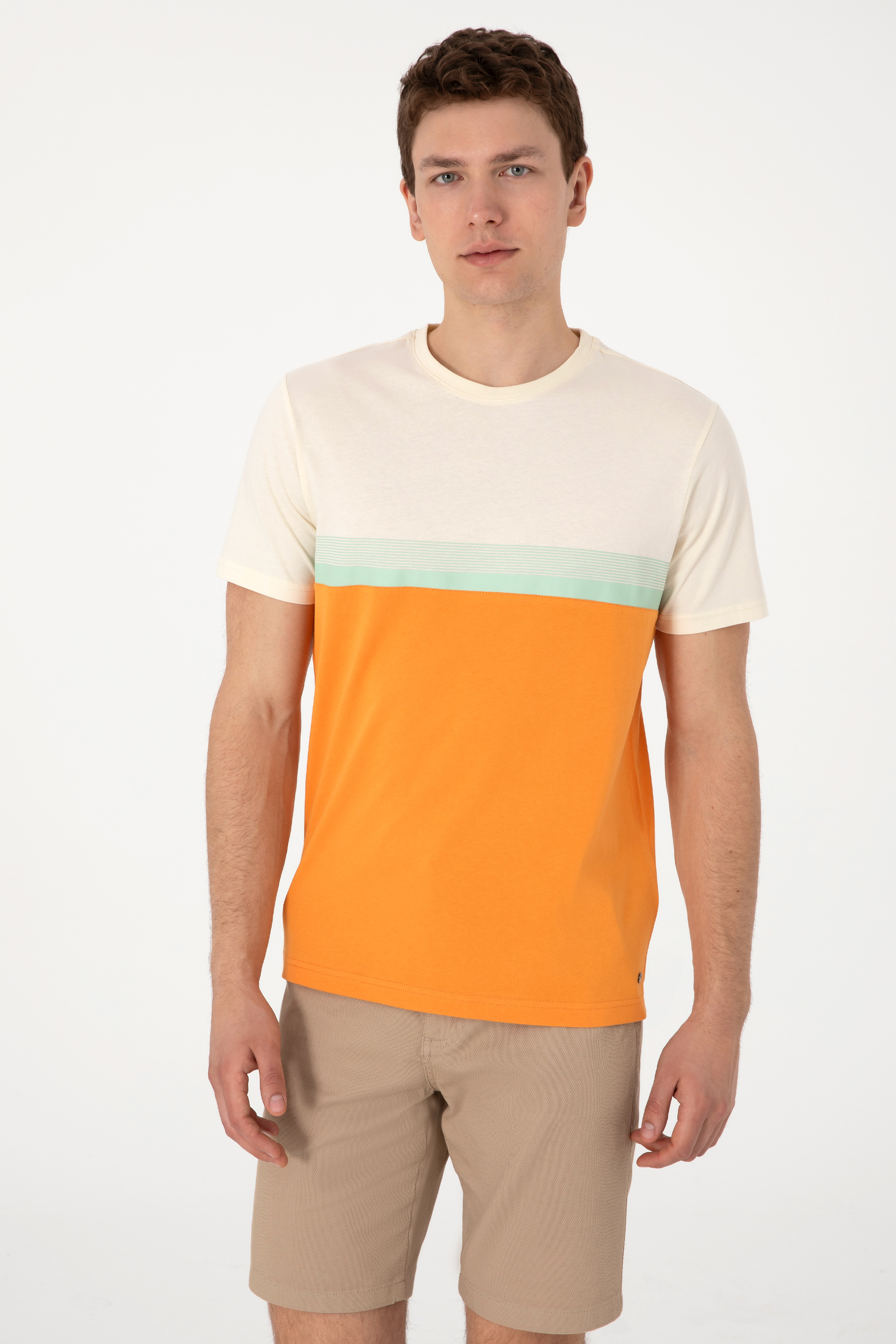 تی شرت یقه گرد رگولار فیت نارنجی رگولار مردانه یو اس پولو | US POLO ASSN