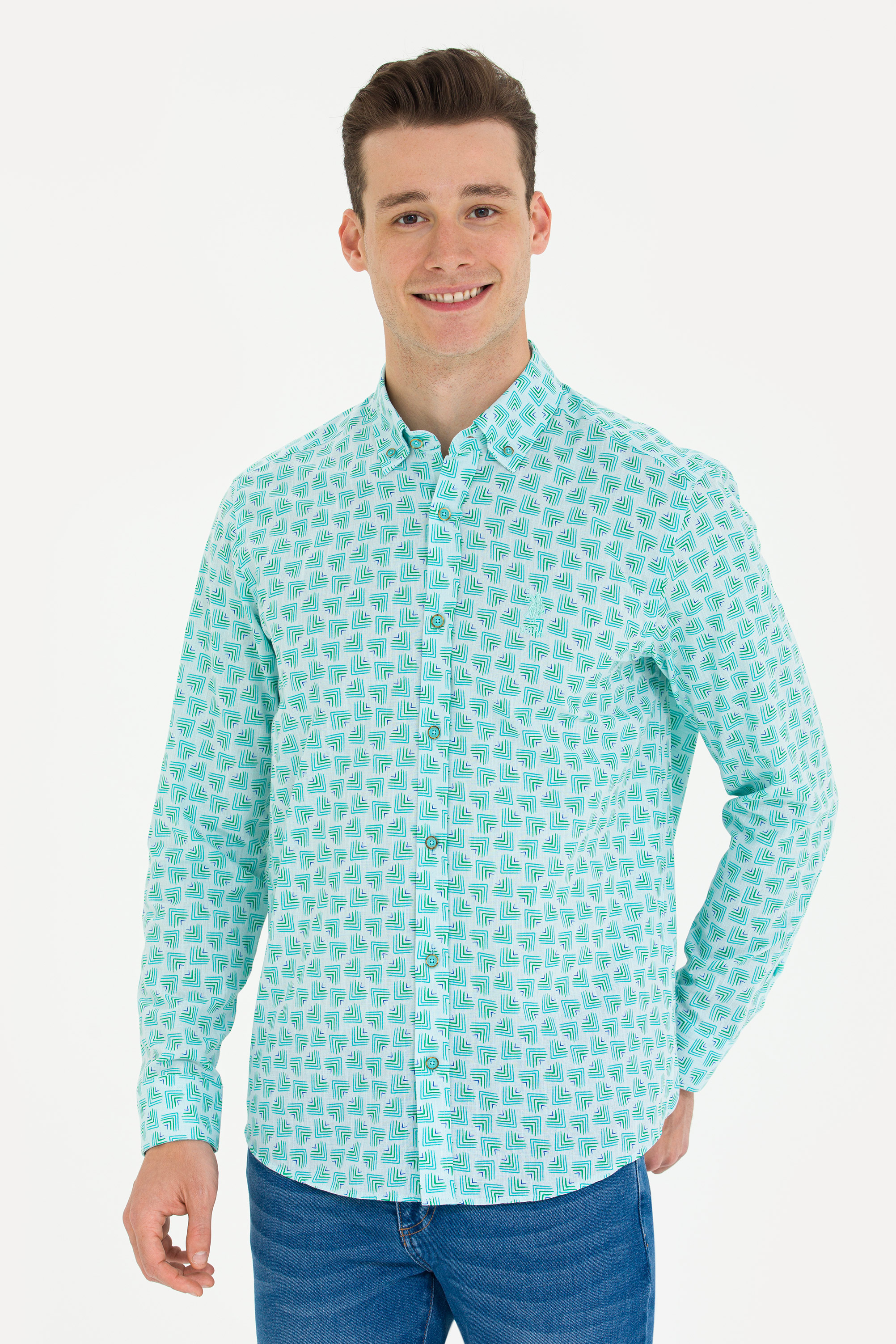 پیراهن نعناعی ریلکس مردانه یو اس پولو | US POLO ASSN