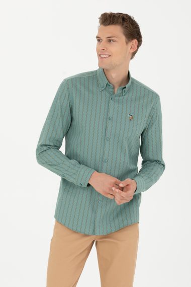 پیراهن  نعناعی  اندامی  مردانه یو اس پولو | US POLO ASSN