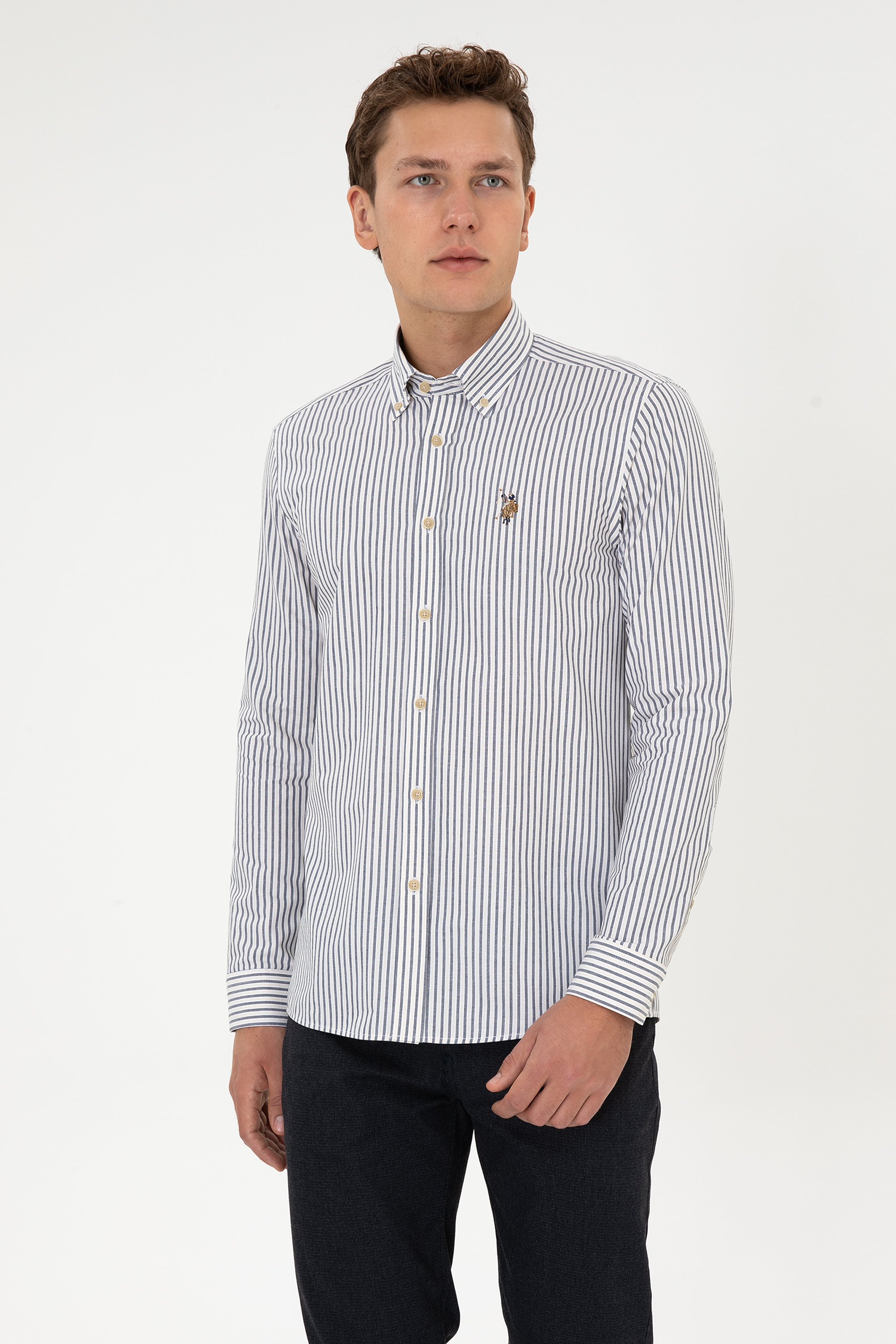 پیراهن وانیلی اندامی مردانه یو اس پولو | US POLO ASSN
