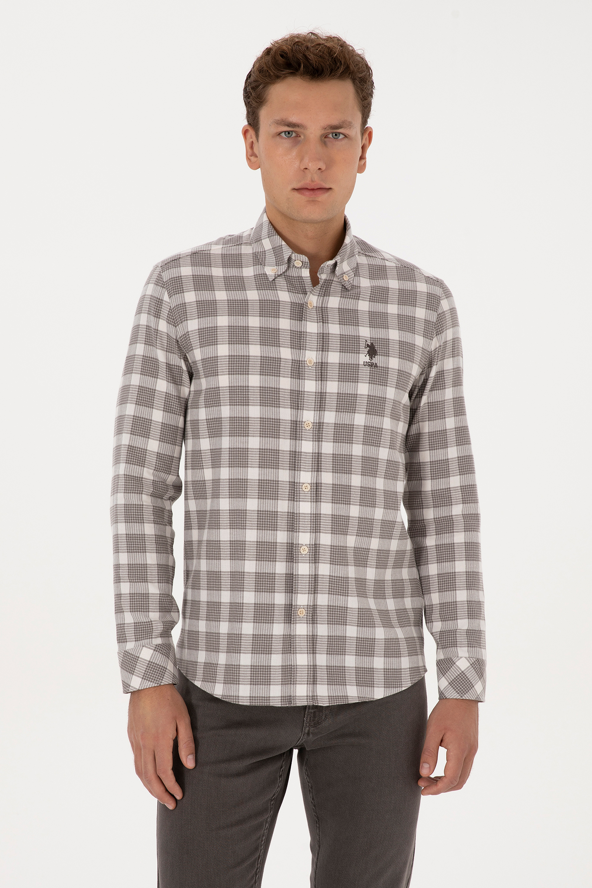 پیراهن ویزون اندامی مردانه یو اس پولو | US POLO ASSN
