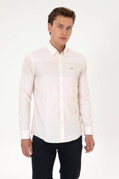 پیراهن  کرمی  رگولار  مردانه یو اس پولو | US POLO ASSN