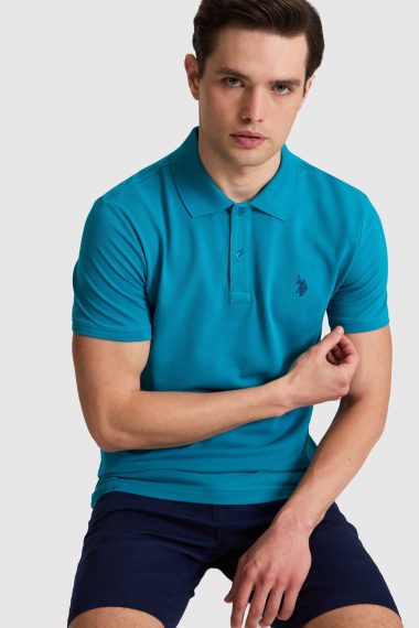 پولوشرت  آبی نفتی  اندامی  مردانه یو اس پولو | US POLO ASSN