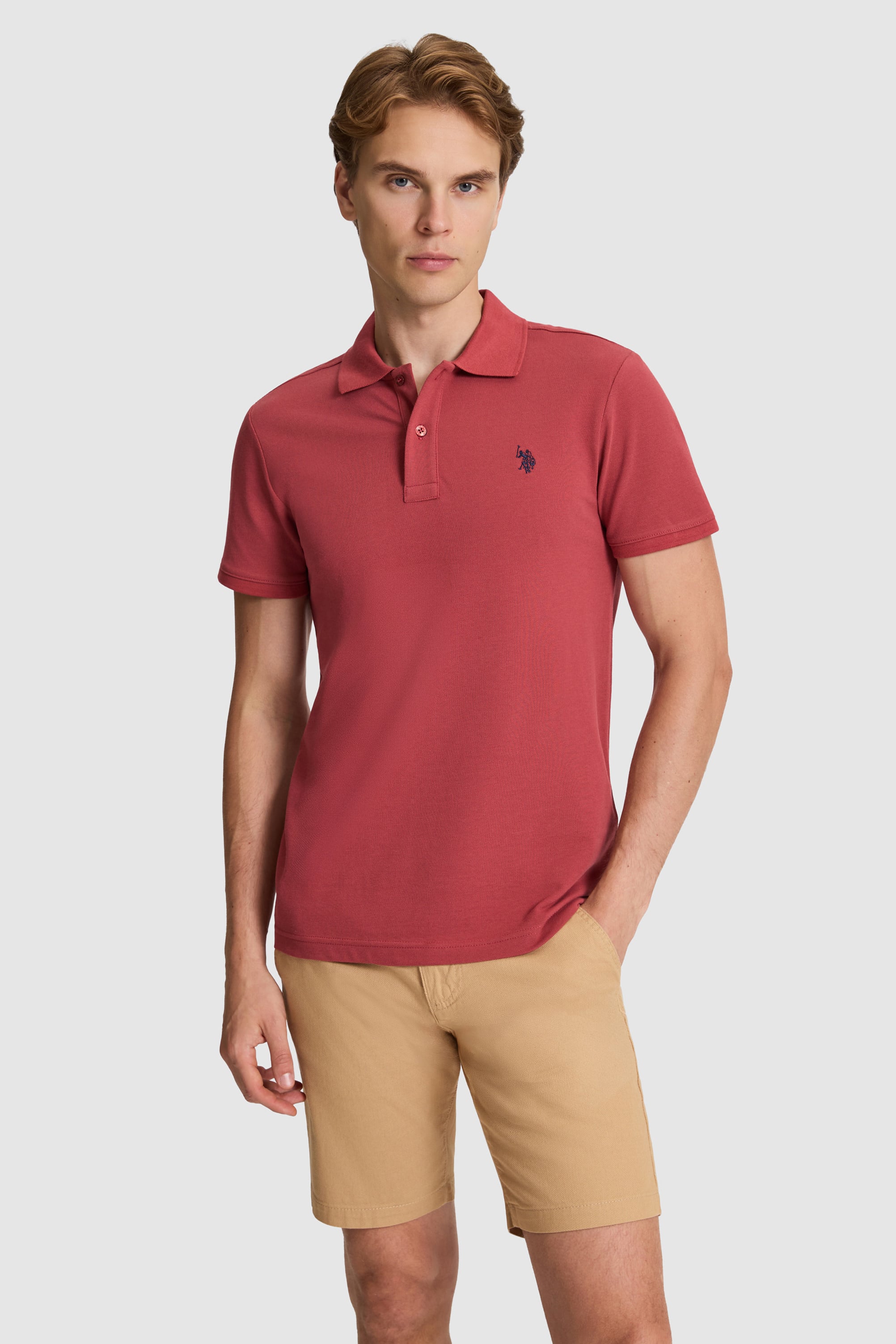 پولوشرت آلبالویی اندامی مردانه یو اس پولو | US POLO ASSN