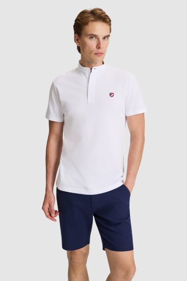 تی شرت یقه دیپلمات  سفید  رگولار  مردانه یو اس پولو | US POLO ASSN