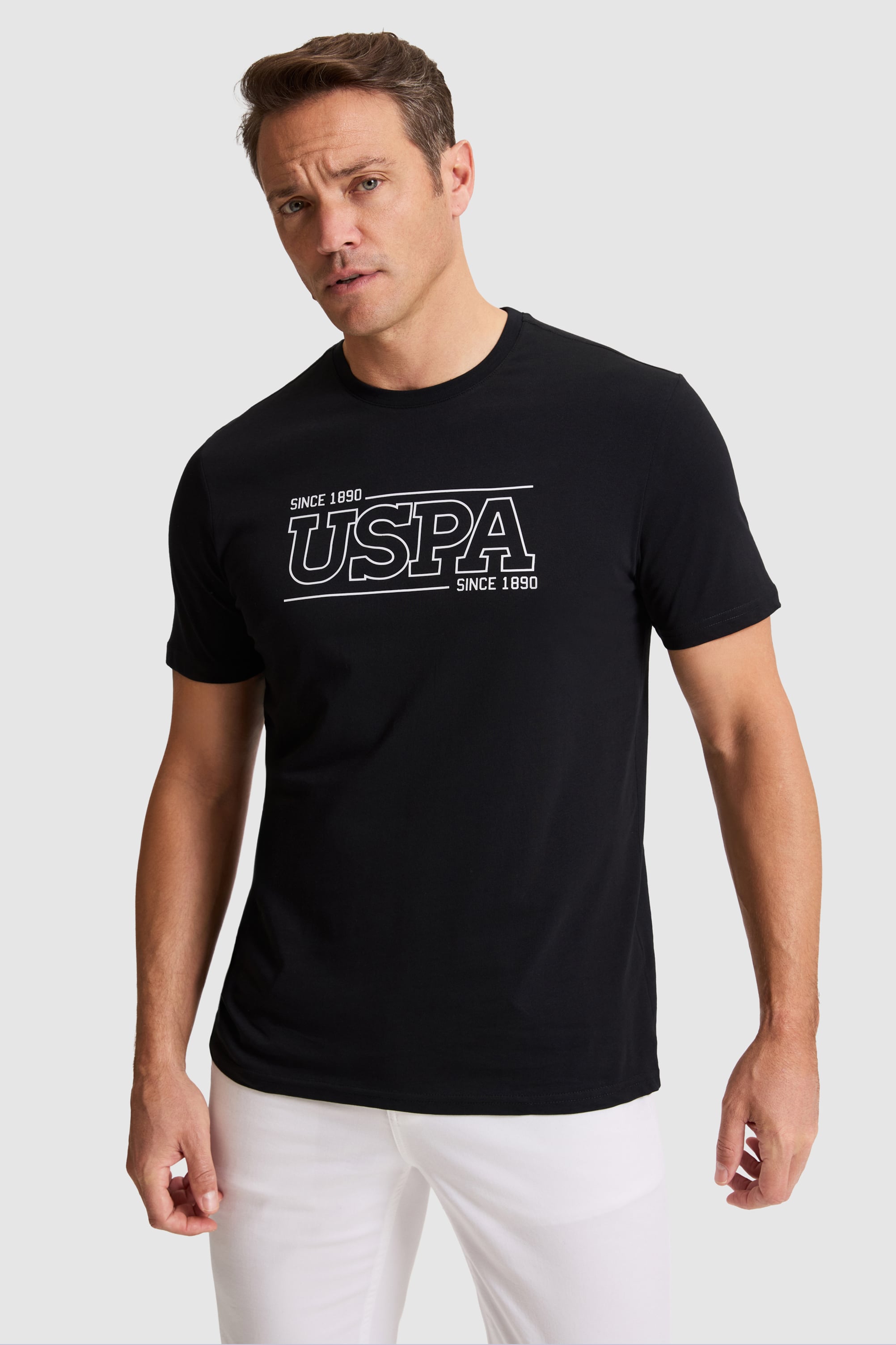 تی شرت یقه گرد سیاه رگولار مردانه یو اس پولو | US POLO ASSN