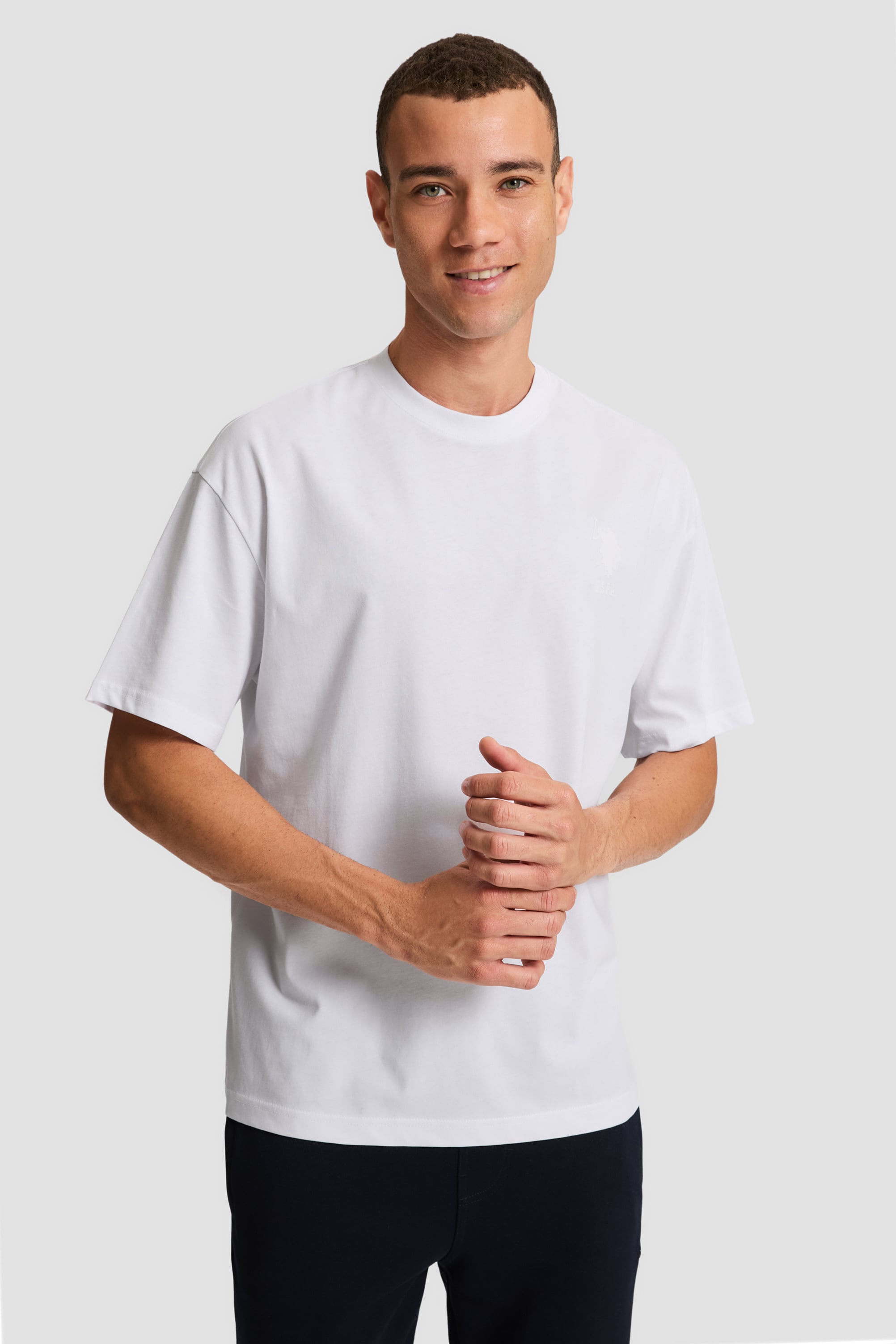 تی شرت یقه گرد سفید ریلکس مردانه یو اس پولو | US POLO ASSN