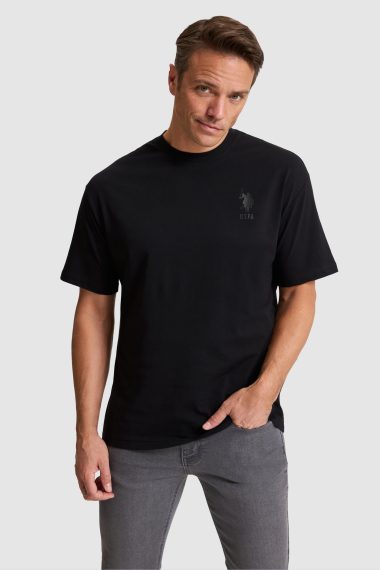تی شرت یقه گرد  سیاه  ریلکس  مردانه یو اس پولو | US POLO ASSN