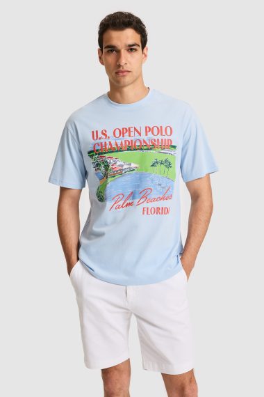 تی شرت یقه گرد  سورمه ای روشن  ریلکس  مردانه یو اس پولو | US POLO ASSN