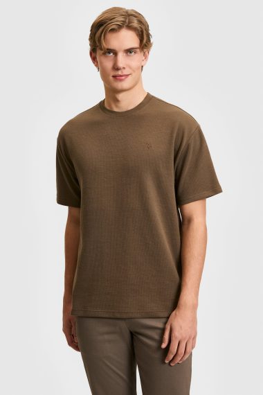 تی شرت یقه گرد  قهوه ای  ریلکس  مردانه یو اس پولو | US POLO ASSN