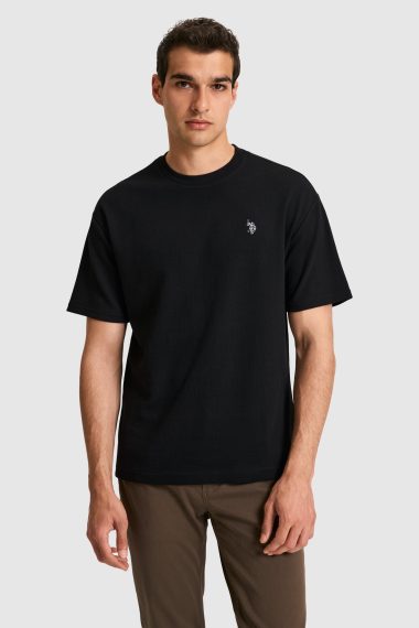 تی شرت یقه گرد  سیاه  ریلکس  مردانه یو اس پولو | US POLO ASSN