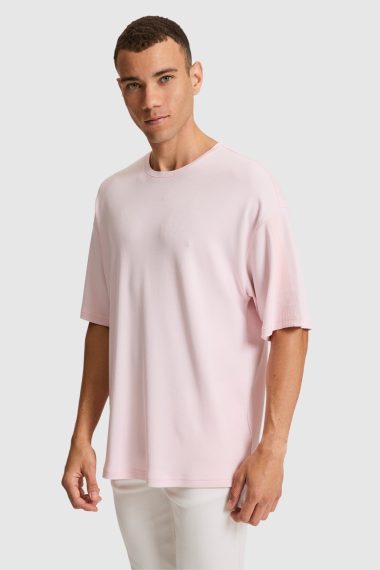 تی شرت یقه گرد  صورتی روشن  ریلکس  مردانه یو اس پولو | US POLO ASSN