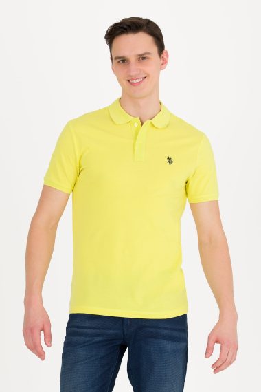 پولوشرت یقه پولو لیمویی  اندامی آستین کوتاه مردانه یو اس پولو | US POLO ASSN