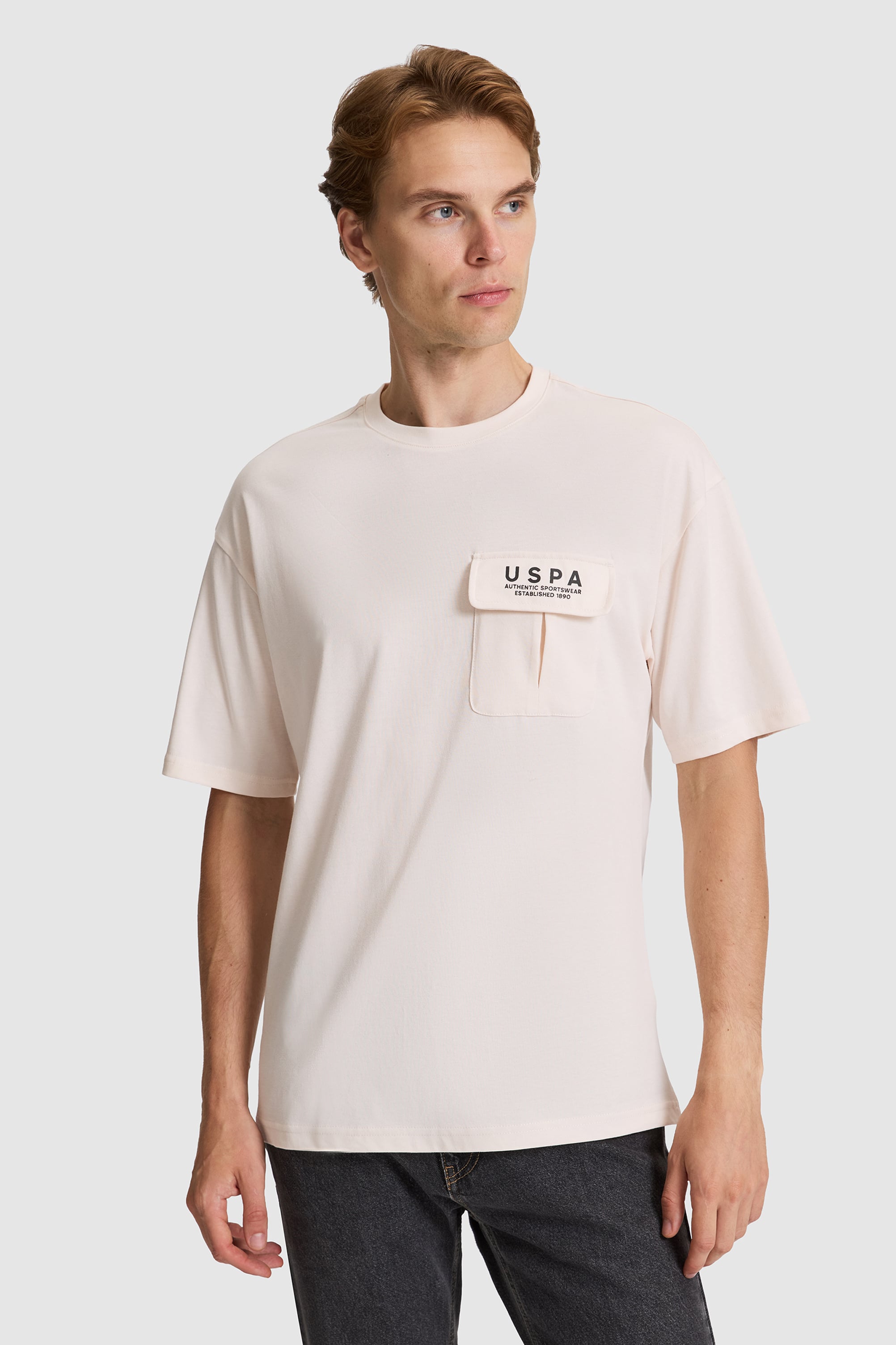تی شرت یقه گرد سفید ریلکس مردانه یو اس پولو | US POLO ASSN