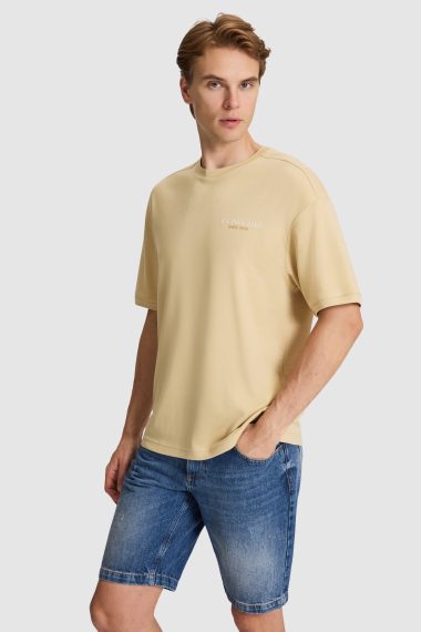 تی شرت یقه گرد  بژ  ریلکس  مردانه یو اس پولو | US POLO ASSN