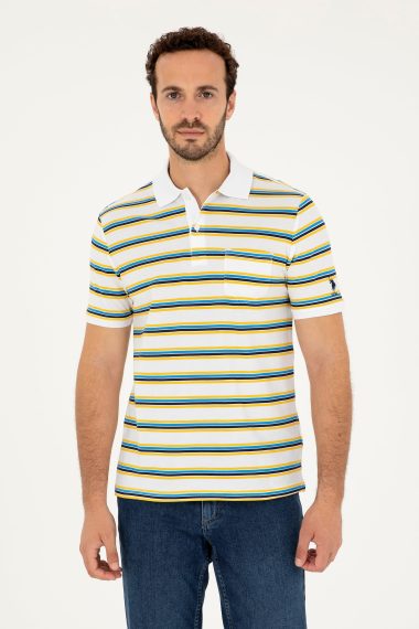 پولوشرت یقه پولو سفید  رگولار آستین کوتاه مردانه یو اس پولو | US POLO ASSN