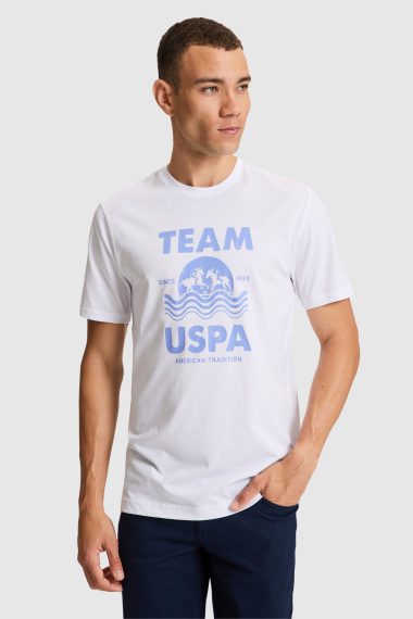 تی شرت یقه گرد  سفید  رگولار  مردانه یو اس پولو | US POLO ASSN