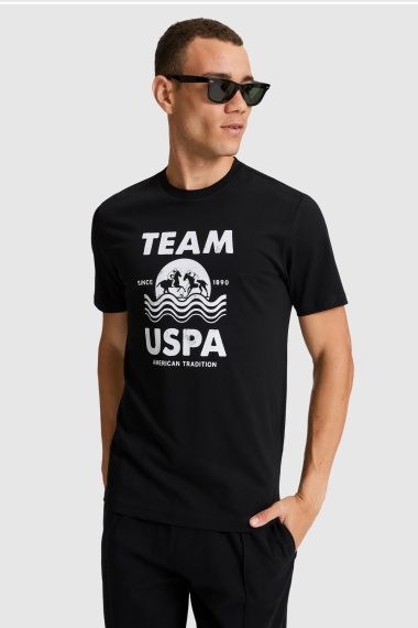 تی شرت یقه گرد  سیاه  رگولار  مردانه یو اس پولو | US POLO ASSN