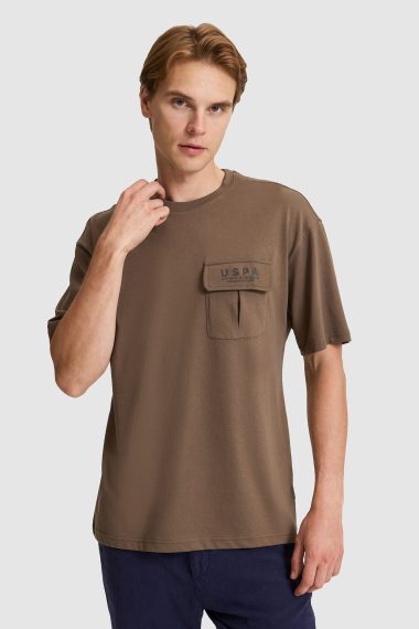 تی شرت یقه گرد  قهوه ای  ریلکس  مردانه یو اس پولو | US POLO ASSN