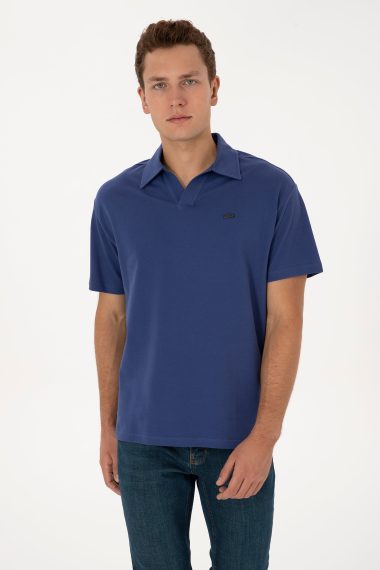 تی شرت یقه انگلیسی  نیلی  ریلکس  مردانه یو اس پولو | US POLO ASSN