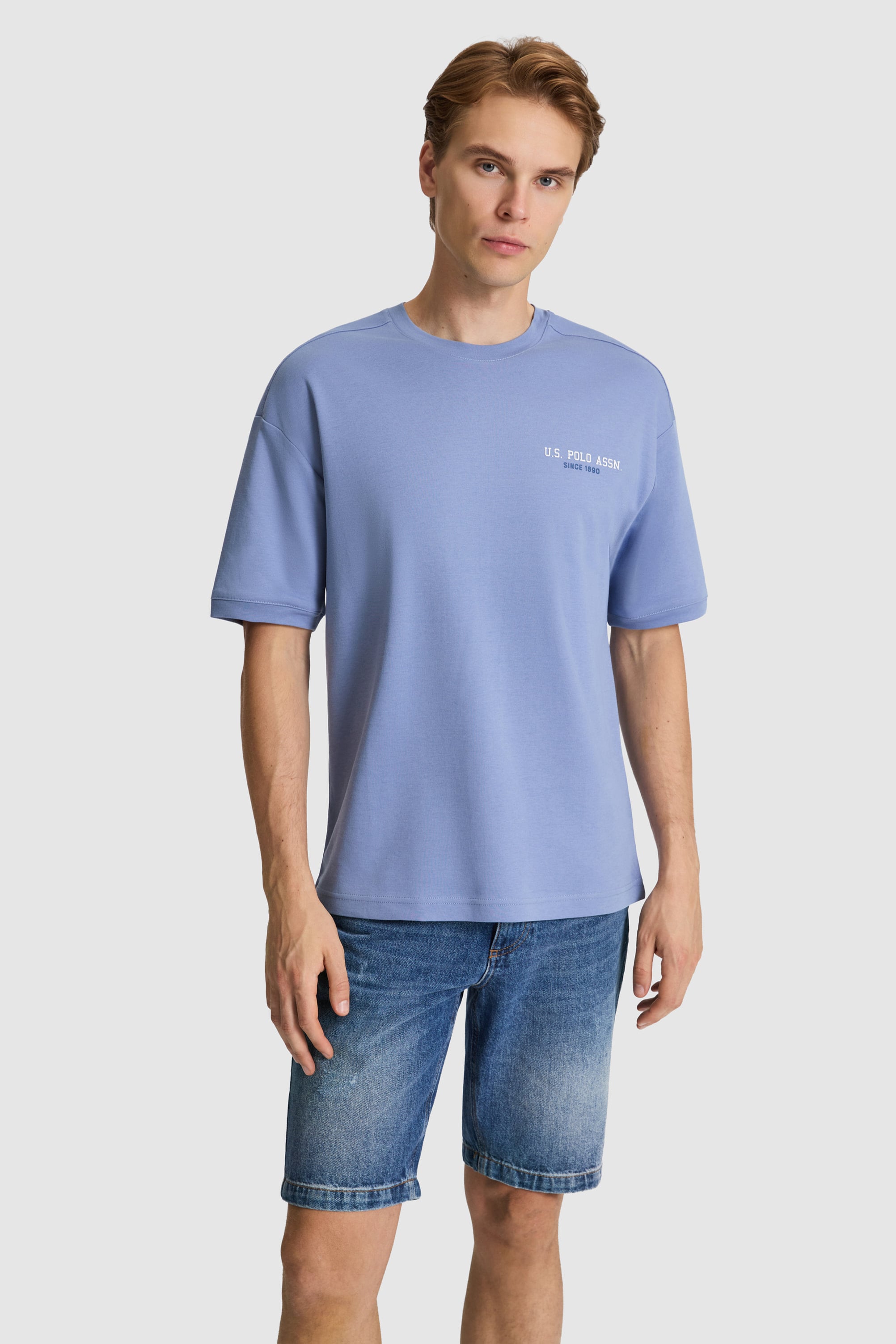تی شرت یقه گرد نیلی ریلکس مردانه یو اس پولو | US POLO ASSN