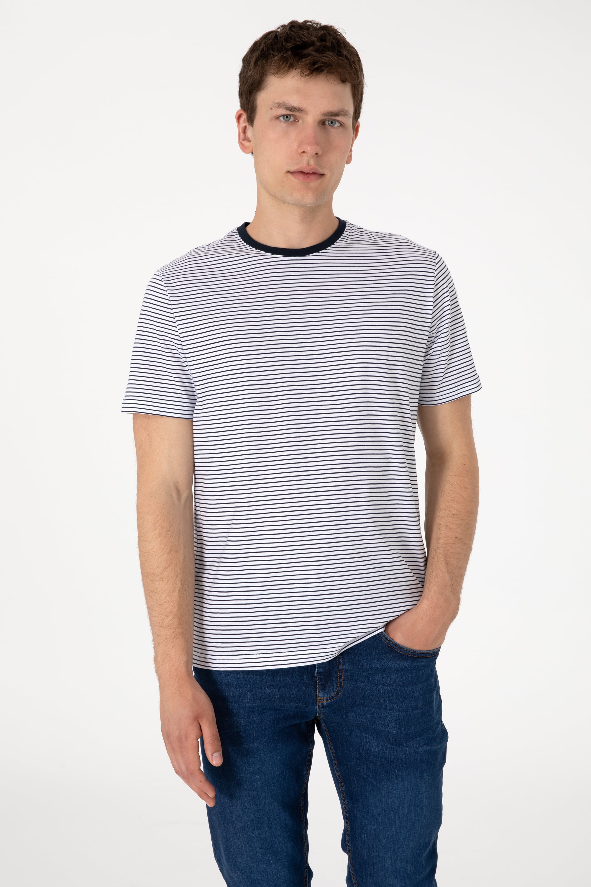 تی شرت یقه گرد یقه گرد لاجورد رگولار مردانه یو اس پولو | US POLO ASSN