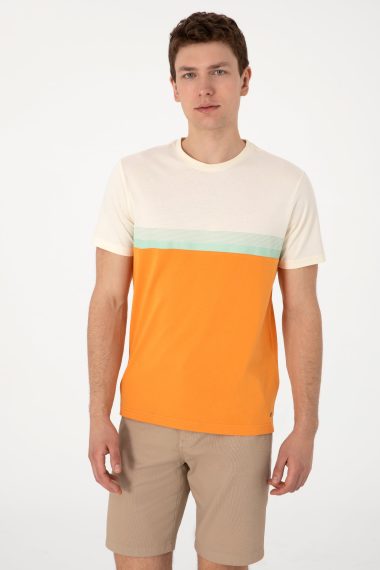 تی شرت یقه گرد  نارنجی  رگولار  مردانه یو اس پولو | US POLO ASSN